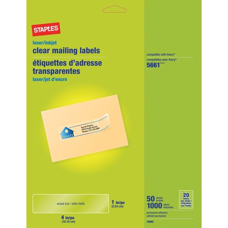 Staples Laser/Inkjet Address Labels 1 x 4 18082