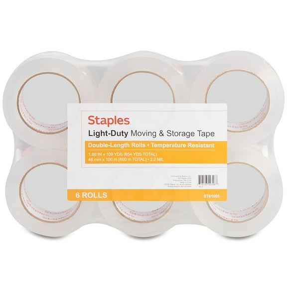 Staples Lightweight Moving & Storage PKing Tape 1.88" x 109 Yds Clear 6/RL 380107
