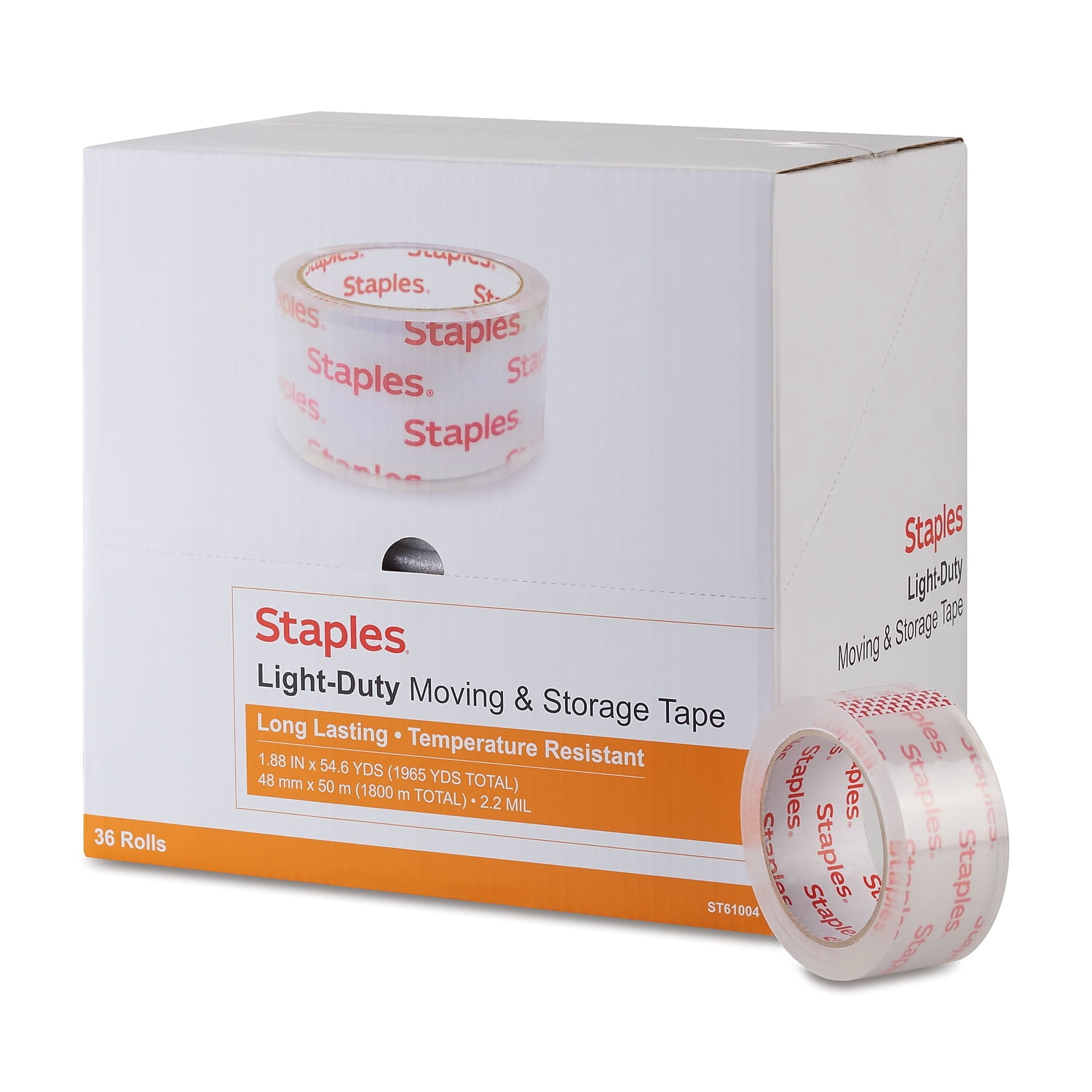 Staples Lightweight Moving and Storage Packing Tape 1.88"W x 54.6 yds. Clear 72/Carton
