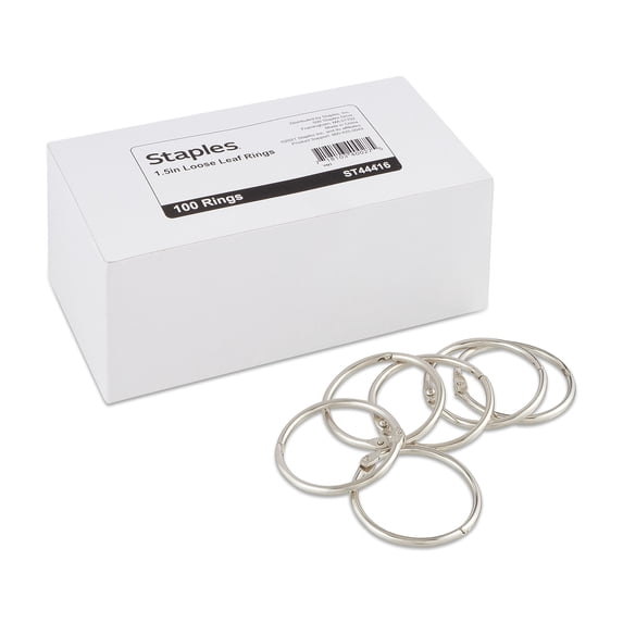 Staples Loose Leaf Rings 1-1/2" Width 100/PK 1804213