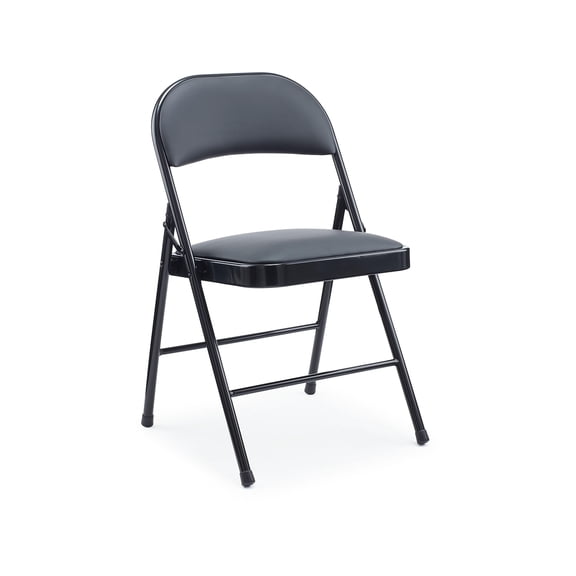 Staples Luxura Faux Leather Folding Chair Black 8/Carton 51504VS