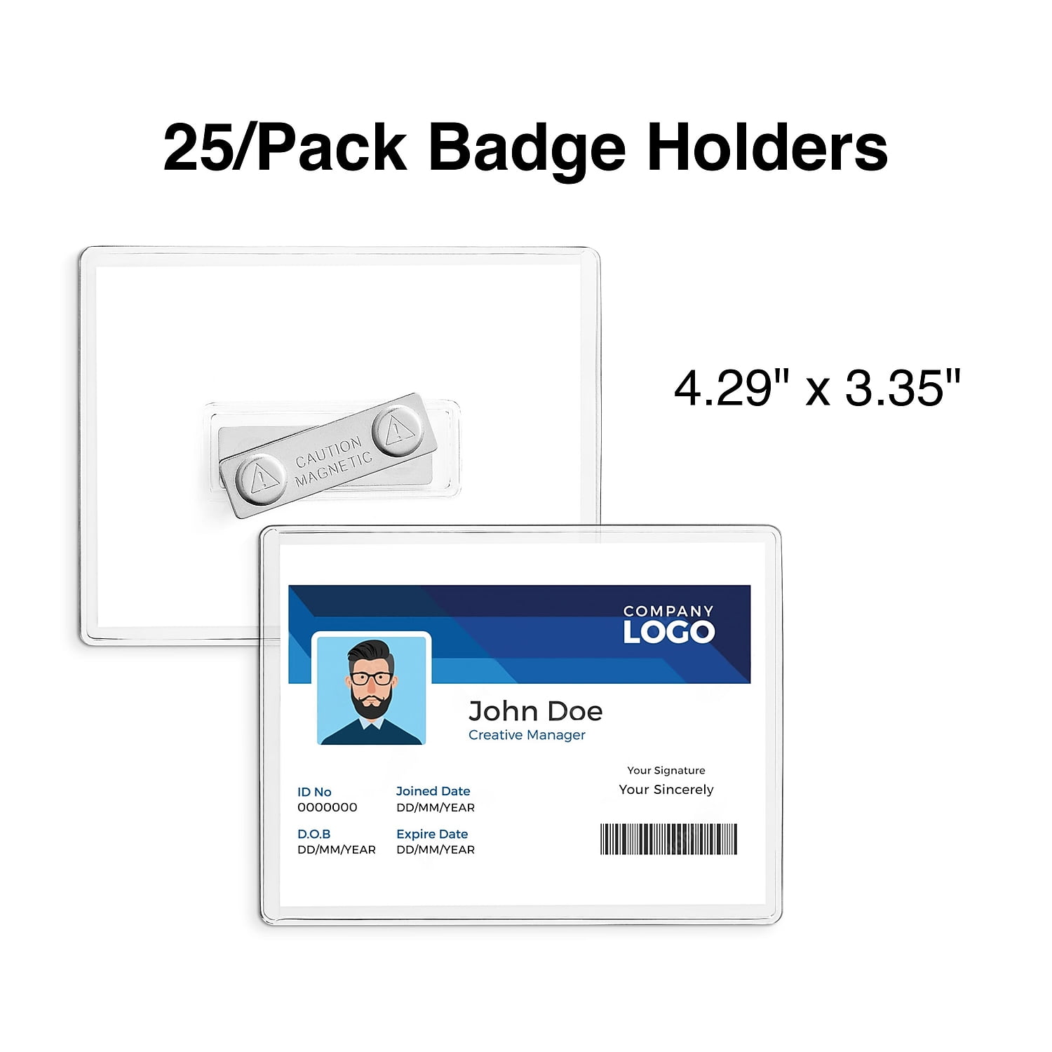 Staples Magnetic Badge Holders 3" x 4" Vinyl Clear 50/Carton 51924VS