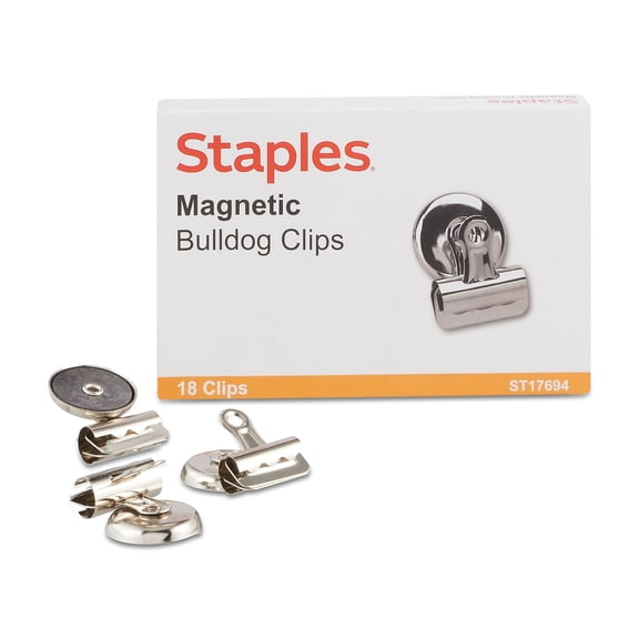 Staples Magnetic Bulldog Clips 1.25"W Metallic 54/Carton ST17694/17694VS