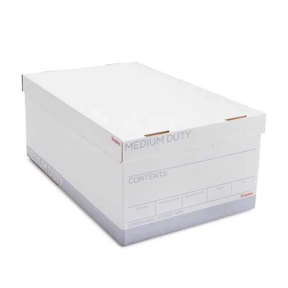 Staples Medium Duty File Box Lift Off Lid Legal White/Gray 12/Carton ...
