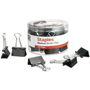 Staples Medium Metal Binder Clips Black 1 1/4" Size with 5/8"Capacity 831602