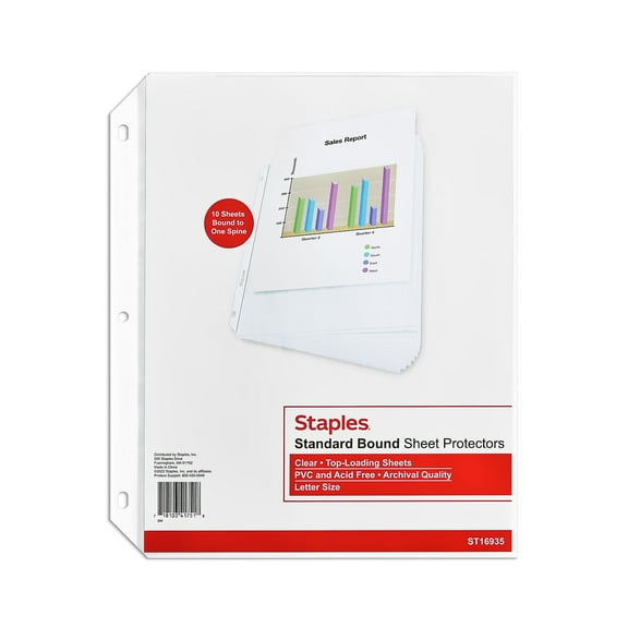 Staples Medium Weight Sheet Protector 8.5" x 11" Clear (16935)