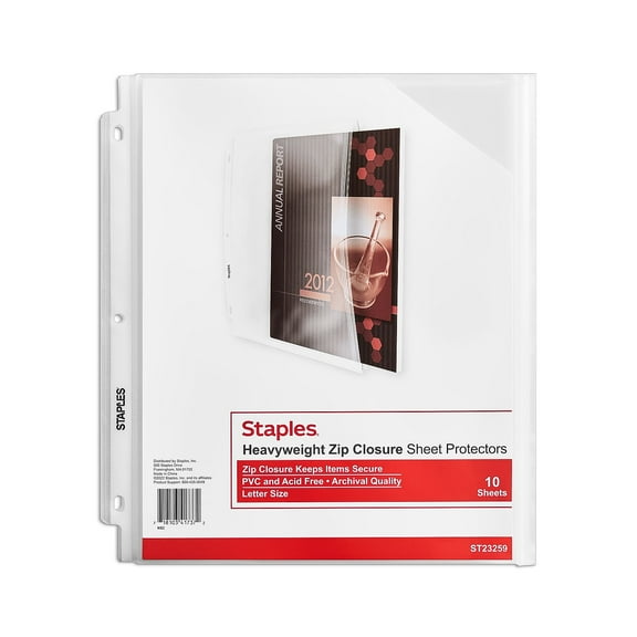 Staples Medium Weight Sheet Protectors 8.5" x 11" Clear 10/Pack (23259)