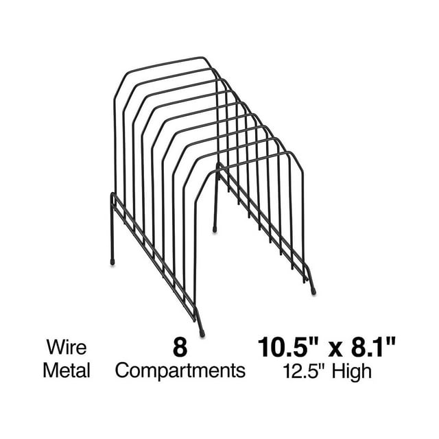 Staples Metal Incline Desktop File Sorter 8 Compartments Black 10855