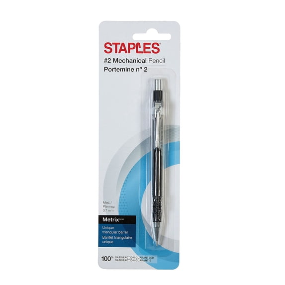 Staples Metrix Mechanical Pencils 0.7mm Black 3/Pack 50804VS