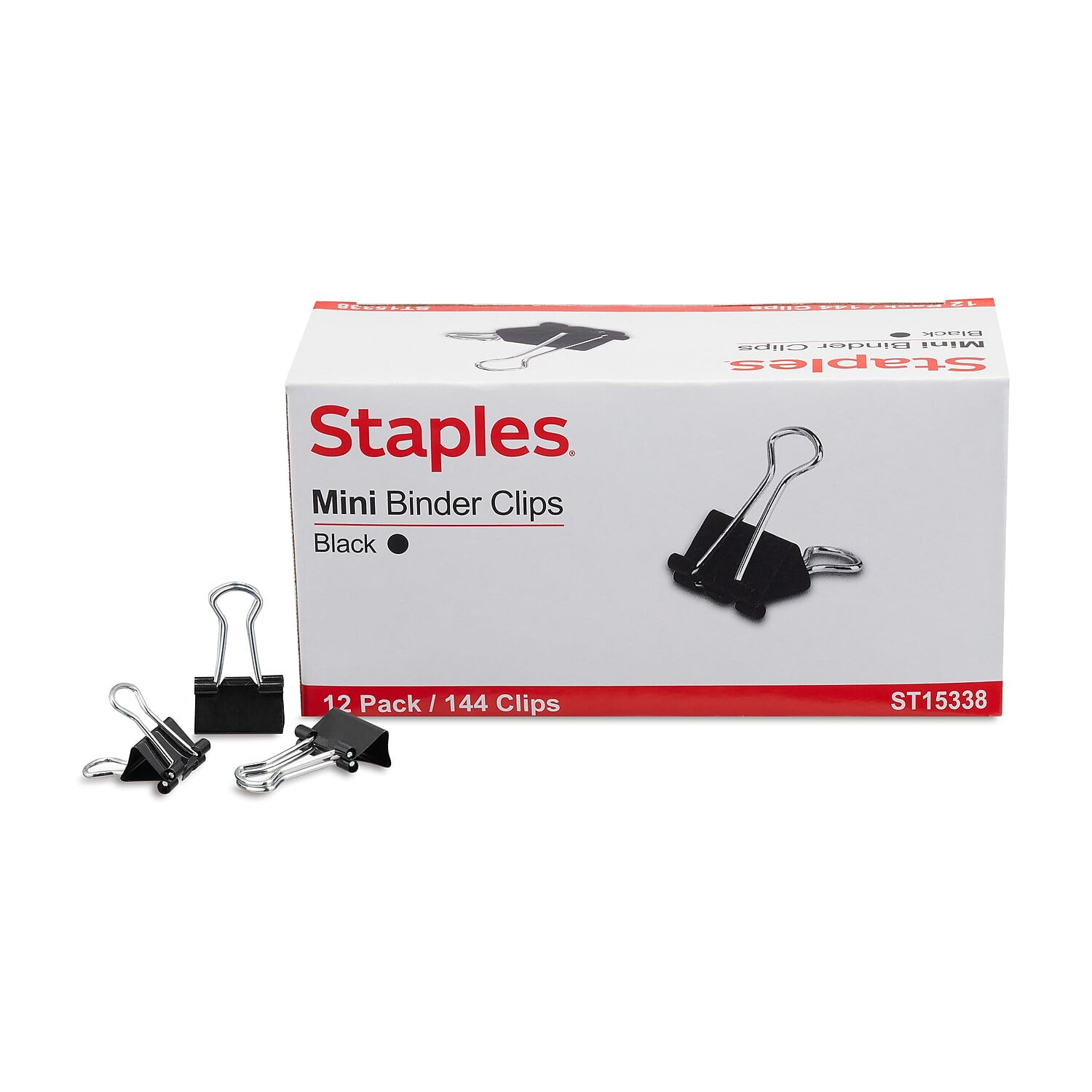 Staples Mini Metal Binder Clips Bulk Pack Black 3/5" Size with 1/4