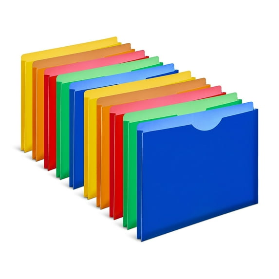 Staples Moisture Resistant File Pockets Letter Size Assorted Colors 10/Pack (TR18372)