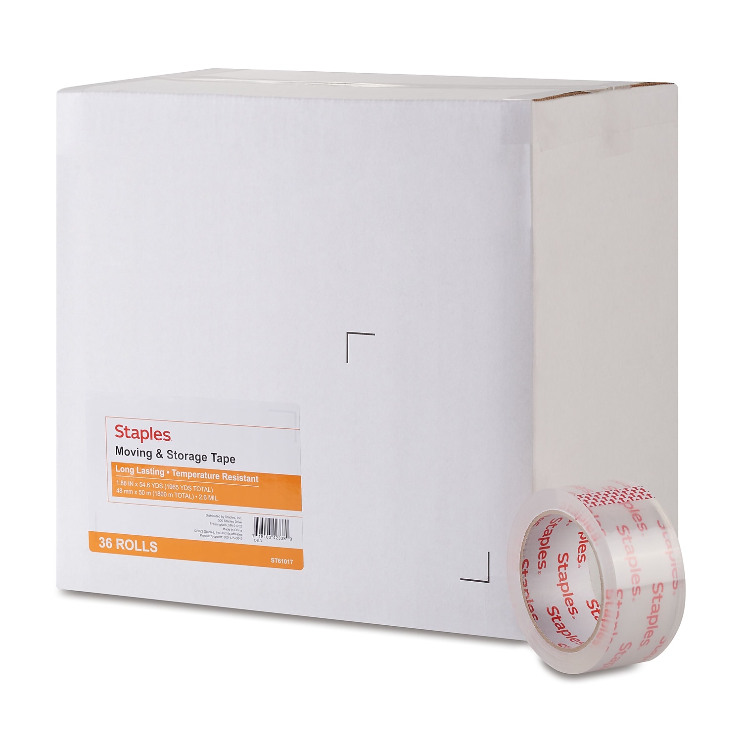 Staples Moving & Storage Packing Tape  1.88" x 54.6 yds. Clear 72/Carton ST61017/52219VS