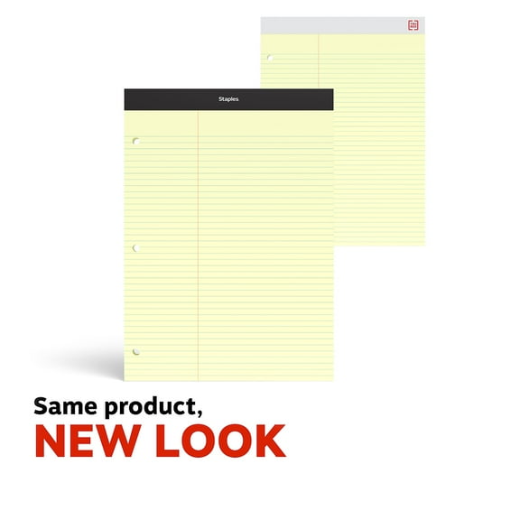 Staples Notepad 8.5" x 11.75" Law Ruled Canary 3/Pack ST57348VS