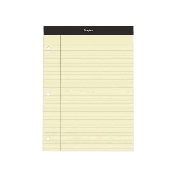 Staples Notepad 8.5" x 11.75" Narrow Canary 100 Sheets/Pad (13771/18578) TR57347/13771