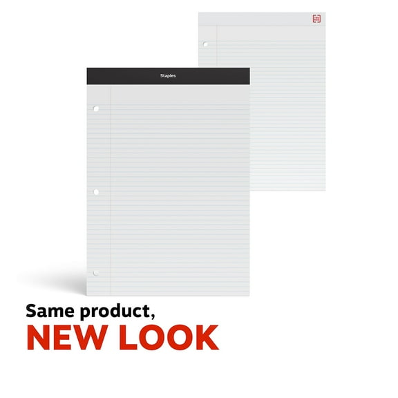 Staples Notepad 8.5" x 11.75" Narrow Ruled White 3/Pack ST57345/TR573VS