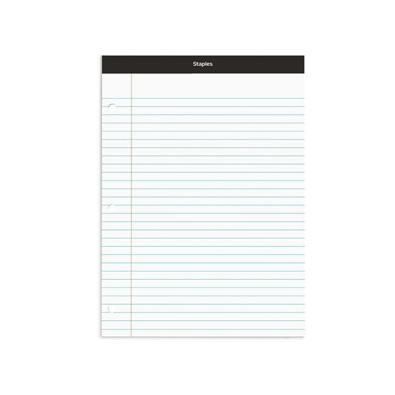 Staples Notepad 8.5" x 11.75" Narrow White 100 Sheets/Pad (13773/18579) 822759