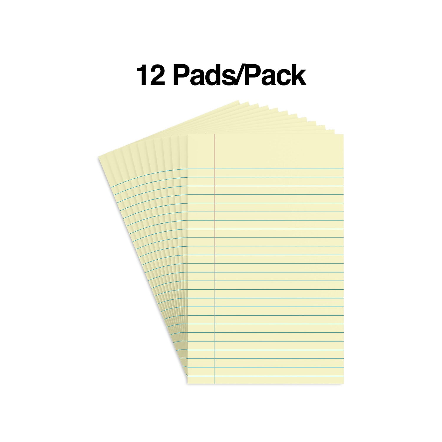 Staples Notepads 5" x 8" Narrow Ruled Canary 50 Sheets/Pad 36/Carton