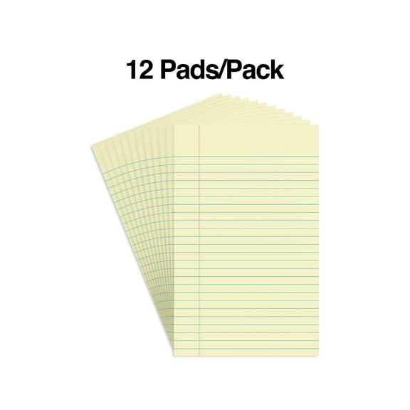 Staples Notepads 5" x 8" Narrow Ruled Canary 50 Sheets/Pad 36/Carton ST57293VS