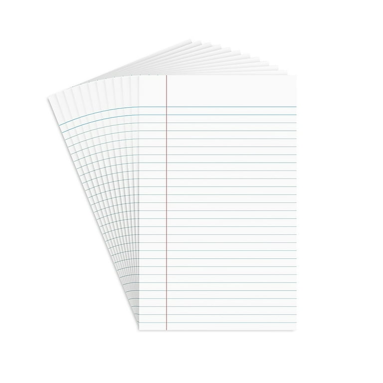 Basics Wide Ruled Lined Writing Note Pad, 8.5 inch x 11.75 inch,  White, 12 Count ( 12 Pack of 50 )