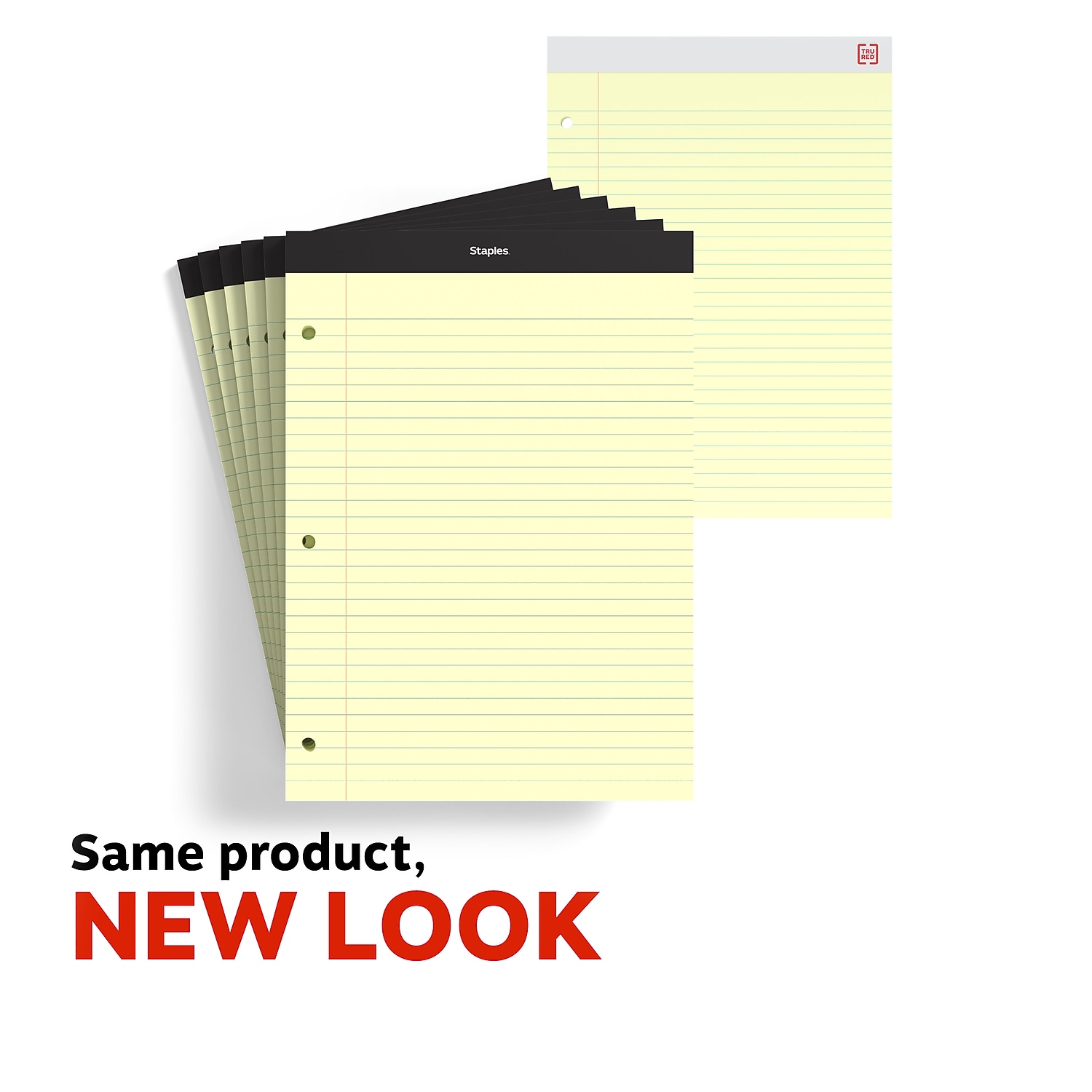 Staples Notepads 8.5" x 11.75" Wide Ruled Canary 12/Carton ST57349VS