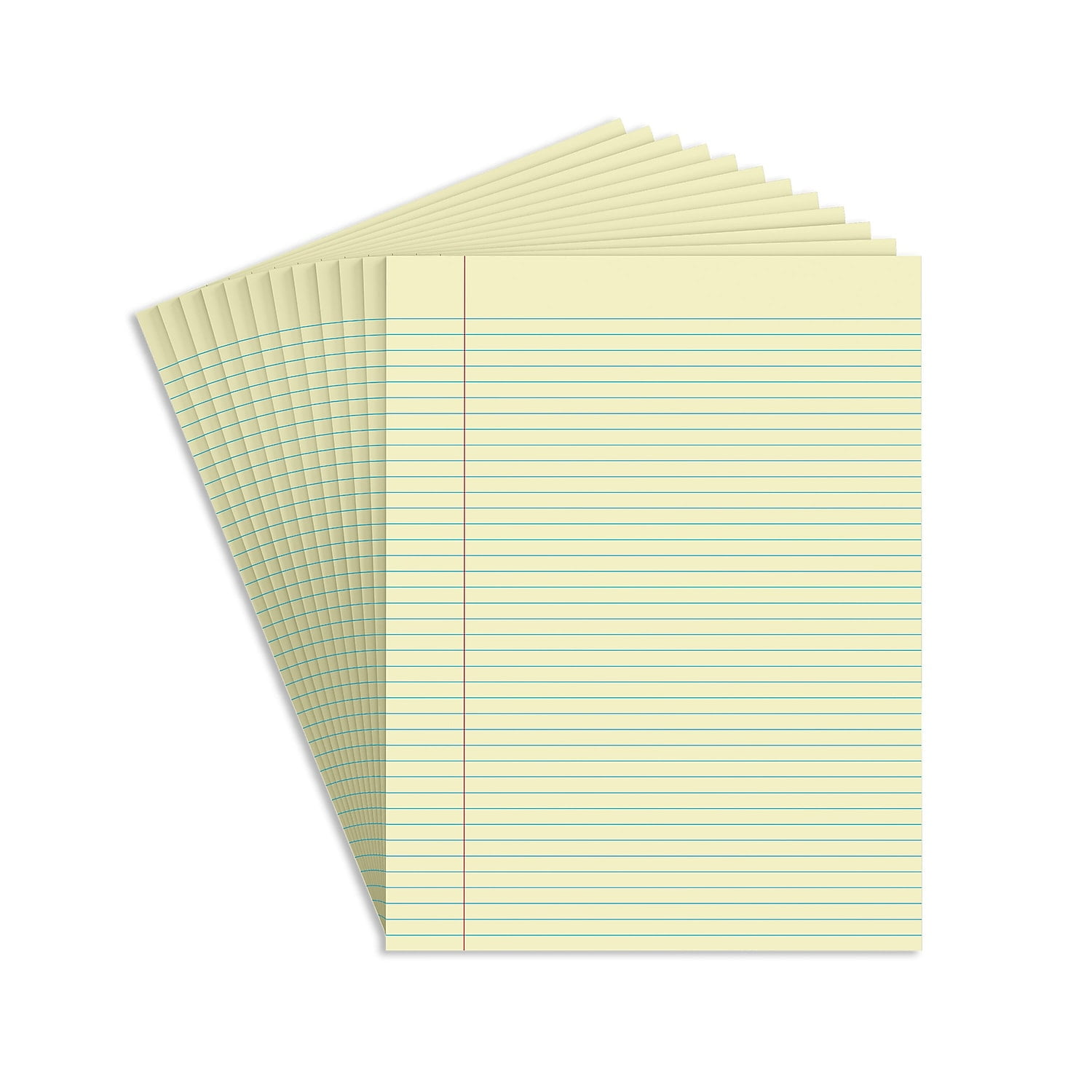 Staples Notepads 8.5" x 11" Narrow Canary 50 Sh./Pad 12 Pads/PK (11296