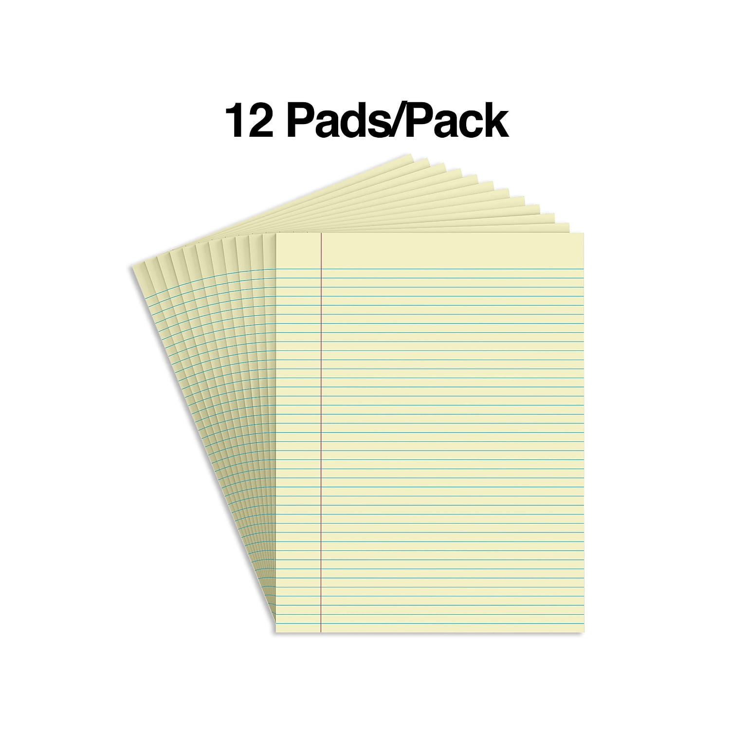 Staples Notepads 8.5" x 11" (US letter) Narrow Ruled Canary 50 Sheets/Pad 24/Carton ST57296VS