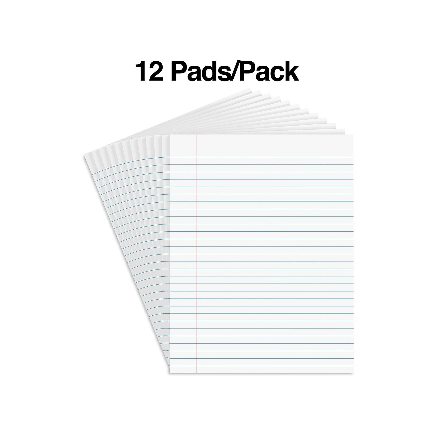 Staples Notepads 8.5" x 11" (US letter) Wide Ruled White 50 Sheets/Pad