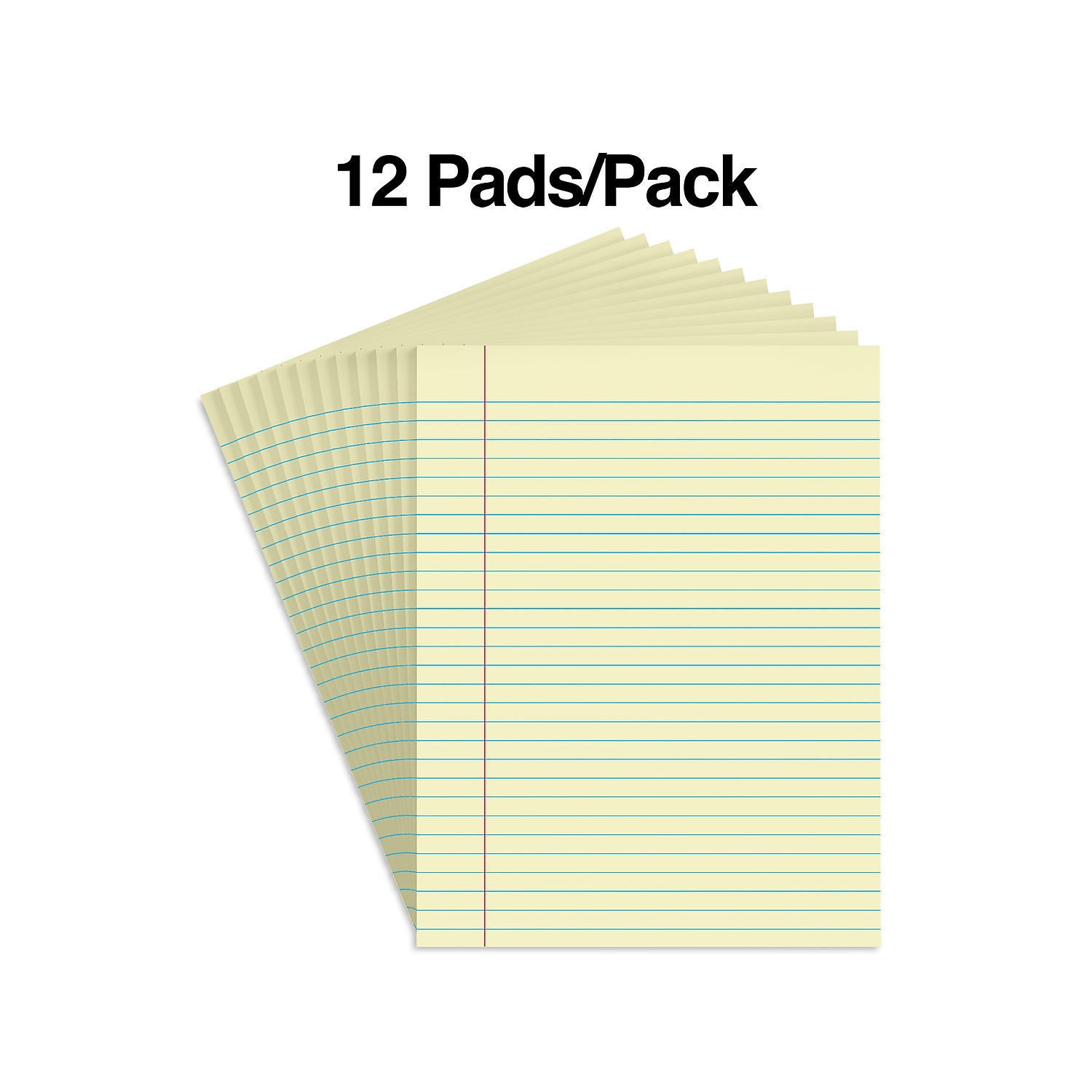 Staples Notepads 8.5" x 11" Wide Ruled Canary 50 Sheets/Pad 24/Carton ST57295VS