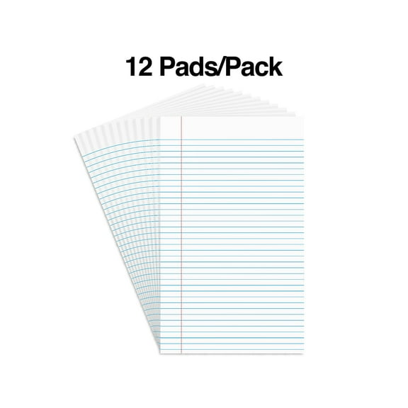 Staples Notepads 8.5" x 14" Wide Ruled White 50 Sheets/Pad 24/Carton ST57335/TR573VS