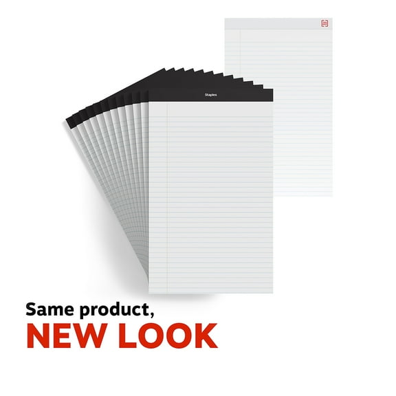 Staples Notepads 8.5" x 14" (legal) Wide Ruled White 50 Sheets/Pad 24/Carton ST57342/TR573VS