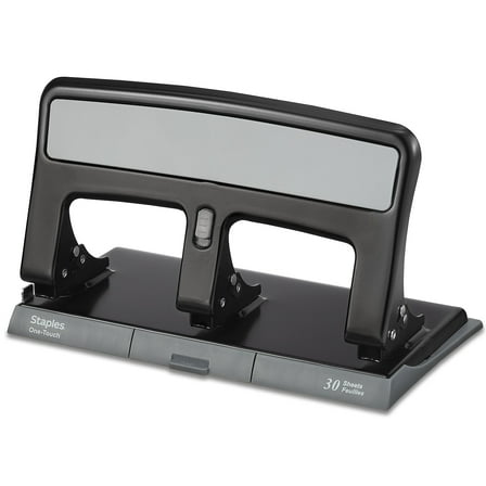 Staples One-Touch 26614 Heavy-Duty 3-Hole Punch 30-Sheet Capacity Black 884279