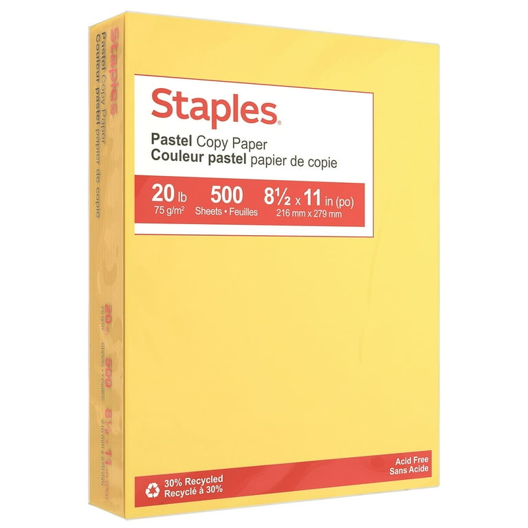 30% Recycled Colored Paper, 20 lb Bond Weight, 8.5 x 11, Canary, 500/Ream 30% Recycled Colored Paper, 20 lb Bond Weight, 8.5 x 11, Canary, 500/Ream