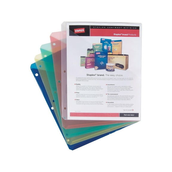 Staples Plastic File Jacket Letter Size Assorted 15/Carton 36052VS