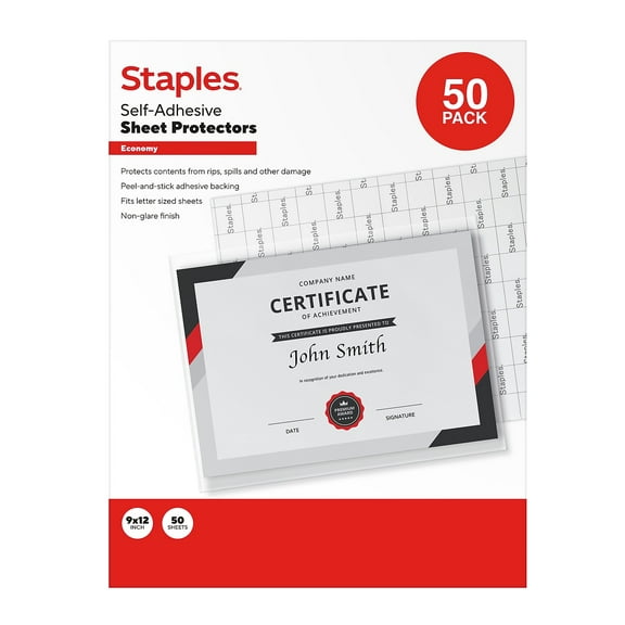 Staples Self-Adhesive Laminating Sheet 9" x 12" Clear 50/Pack (ST63083)