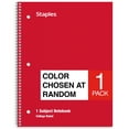 thumbnail image 1 of Staples 1-Subject Notebook 8" x 10.5" College Ruled 70 Sh. Assorted 1485056, 1 of 5