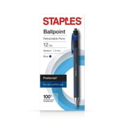 Staples Postscript Retractable Ballpoint Pens Medium Point Blue Dozen18263