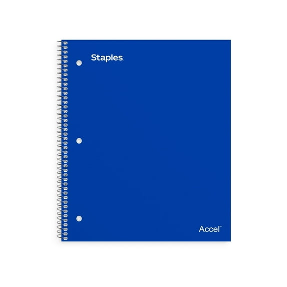Staples Premium 1-Subject Notebook 8" x 10.5" Wide Ruled 100 Sheets Blue 12/Carton (TR20957CT)