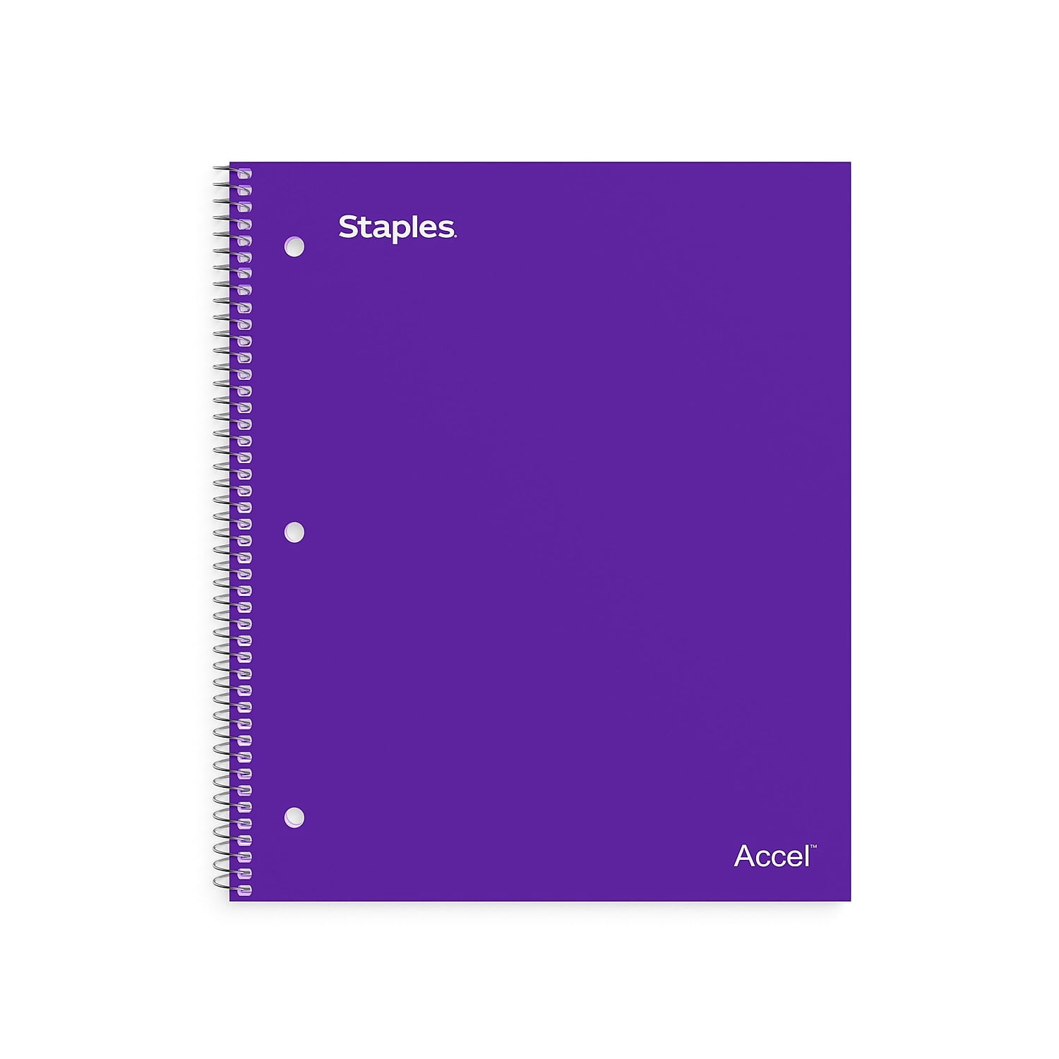 Staples Premium 1-Subject Notebook 8" x 10.5" Wide Ruled 100 Sheets Purple 3/Pack ST20960DVS
