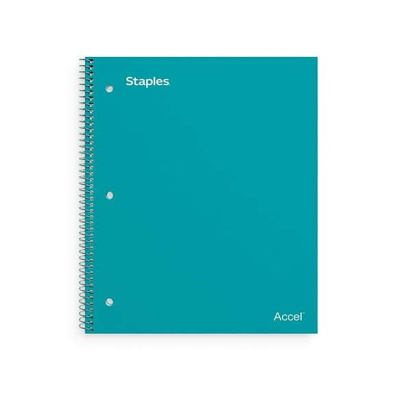 Staples Premium 1-Subject Notebook 8" x 10.5" Wide Ruled 100 Sheets Teal 3/Pack ST20961DVS