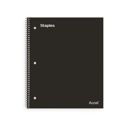 Staples Premium Poly 5-Subject Notebook 8.5" x 11" College Ruled 200 Sheets Black (ST58317)