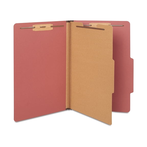 Staples Pressboard Classification Folder 1-Divider 1.75" Expansion Legal Size Brick Red 40/Carton