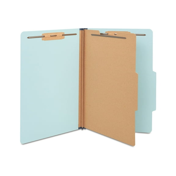 Staples Pressboard Classification Folder 1-Divider 1.75" Expansion Legal Size Light Blue 40/Carton