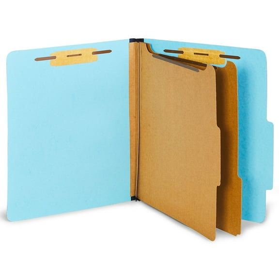 Staples Pressboard Classification Folder 2-Dividers 2 1/2" Expansion Letter Size Light Blue 20/Box