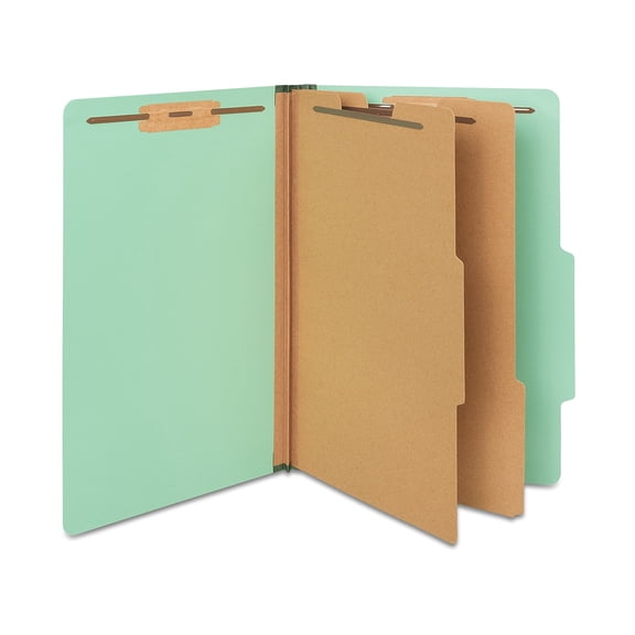 Staples Pressboard Classification Folder 2-Dividers 2.5" Expansion Legal Size Green 40/Carton