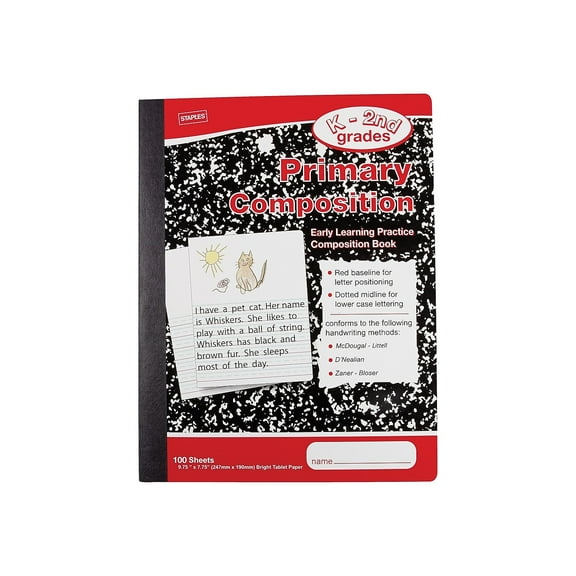 Staples Primary Composition Book 9 3/4" x 7 1/2" 12 pack 2072492