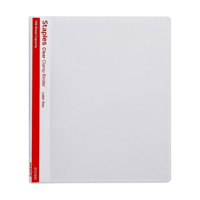 Staples Clear Plastic Folder with Front Grip Punchless Report Cover