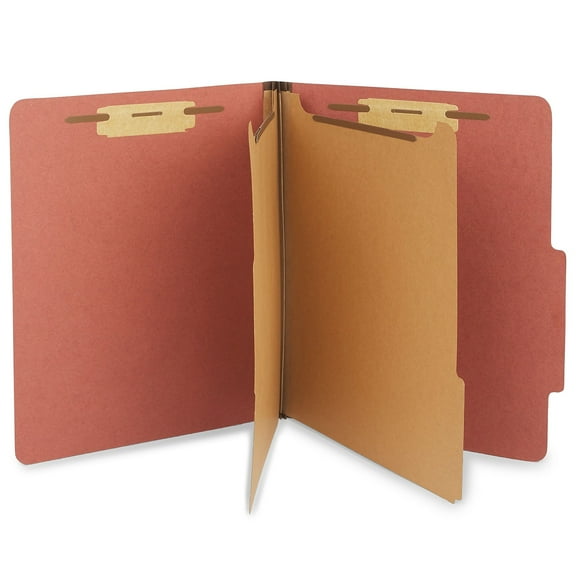 Staples Recycled Pressboard Classification Folder 2-Dividers 2 1/2" Expansion Letter Size Brick Red