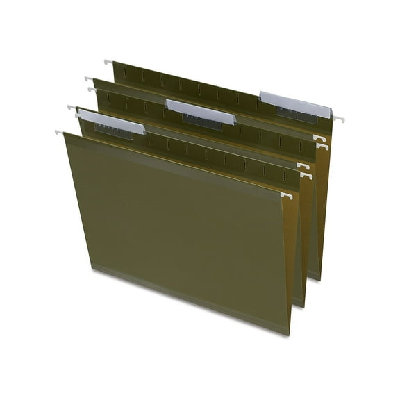Staples Recycled Reinforced Hanging File Folders 3-Tab Ltr Green 25/BX 729554