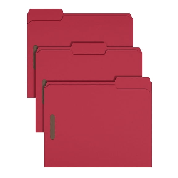 Staples Reinforced Classification Folder 3/4" Expansion Letter Size Red 50/Pack (ST62732)