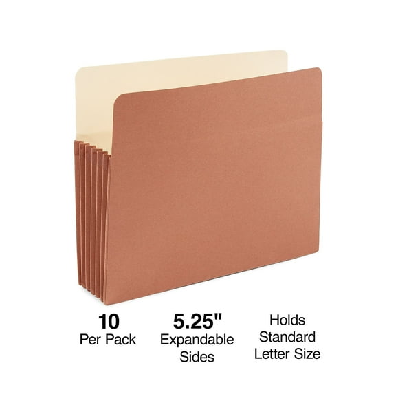 Staples Reinforced File Pocket 5 1/4" Expansion Letter Size Brown 20/Carton ST418335-CCVS